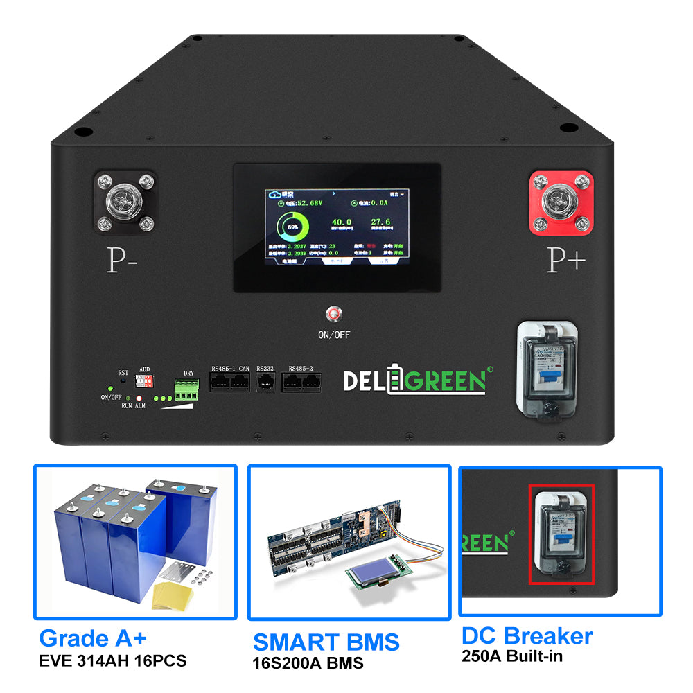 EVE 314Ah A+ Grade Pre-built Battery Pack | 16kWh Energy Storage | Built-in JK-V19 Active Balance BMS | 8000+ Cycles