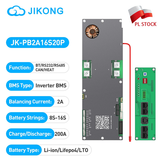 EU Stock & Free Shipping & Tax Free JK Bms PB2A16S20P 16S48V200A Lifepo4 Smart BMS for Growatt Deye Must Inverter