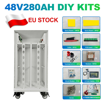 EU Stock & Free Shipping & Tax Free DIY 48V280ah LiFePO4 Battery Pack Kit Vertical Model Original Built-in BMS