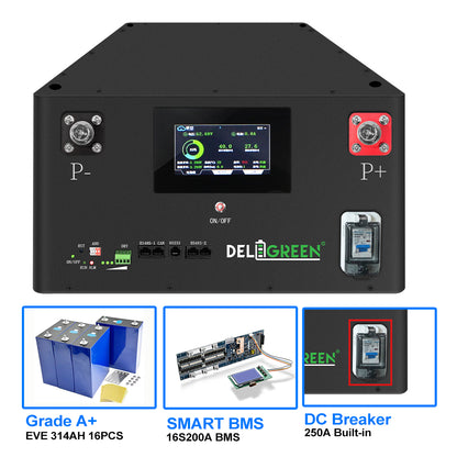 EVE 314Ah A+ Grade Pre-built Battery Pack | 16kWh Energy Storage | Built-in JK-V19 Active Balance BMS | 8000+ Cycles