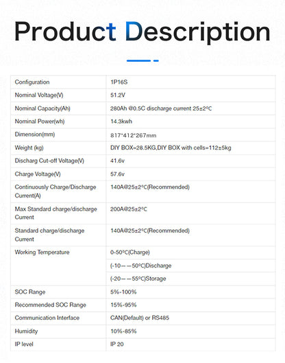 In US Stock Seplos 3.0 DIY 48V LiFePO4 Battery Battery Pack Kit Vertical Model Built In BMS With Active Balancer