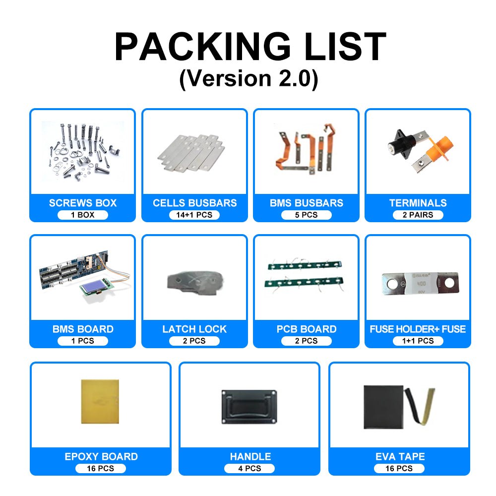 EU Stock & Free Shipping & Tax Free DIY 48V LiFePO4 Battery Pack Kit Stacked Model  Built In BMS No Active Balancer
