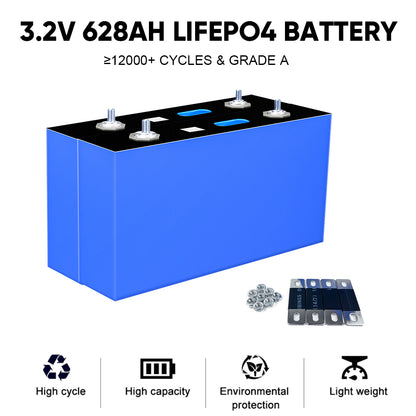 New EVE 628Ah MB56 3.2V 3.65V Prismatic Cell LifePO4 Battery Cells 8000cycle For 12V 48V Battery Pack Solar Home