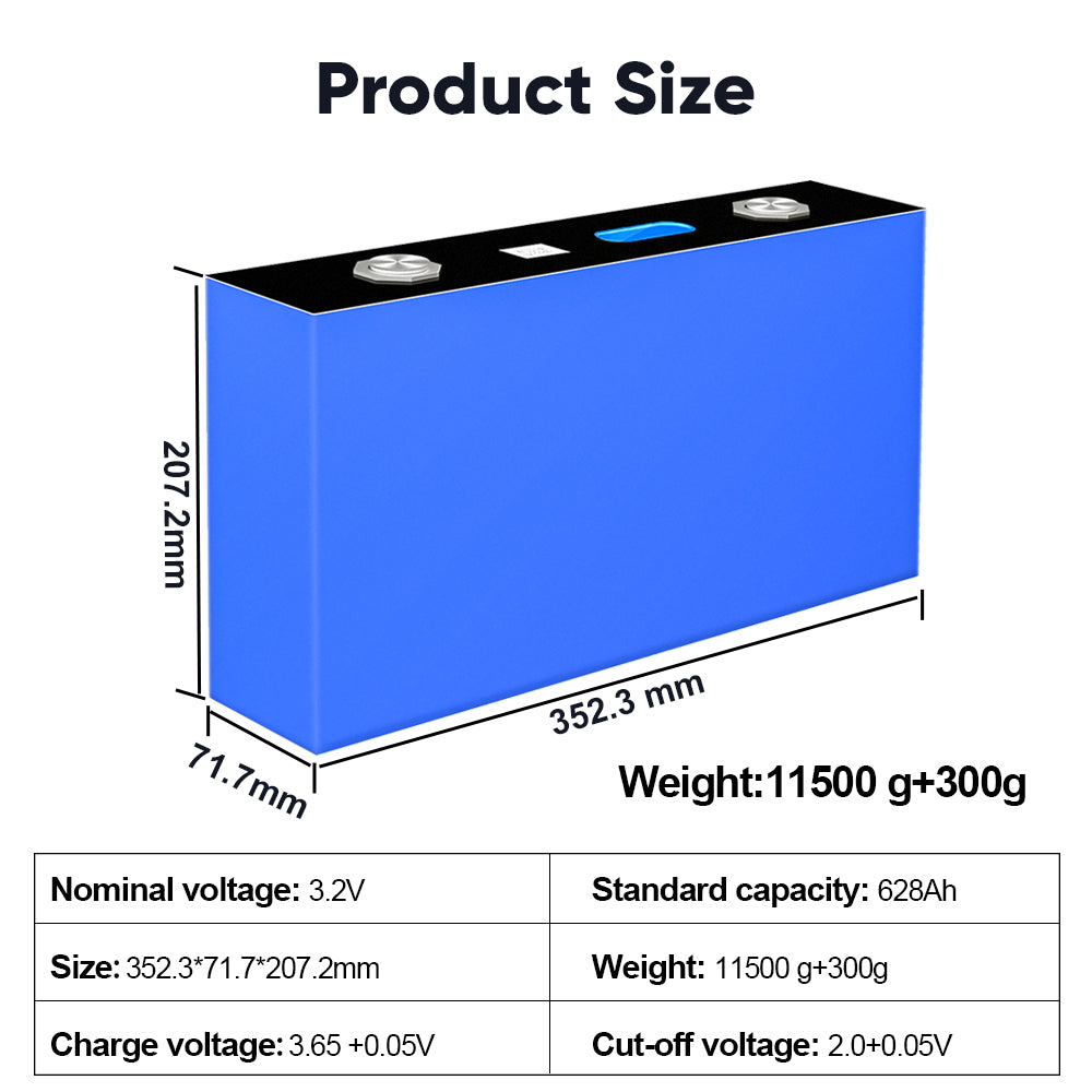 New EVE 628Ah MB56 3.2V 3.65V Prismatic Cell LifePO4 Battery Cells 8000cycle For 12V 48V Battery Pack Solar Home