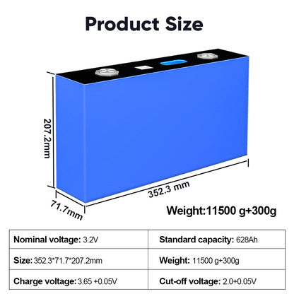 New EVE 628Ah MB56 3.2V 3.65V Prismatic Cell LifePO4 Battery Cells 8000cycle For 12V 48V Battery Pack Solar Home