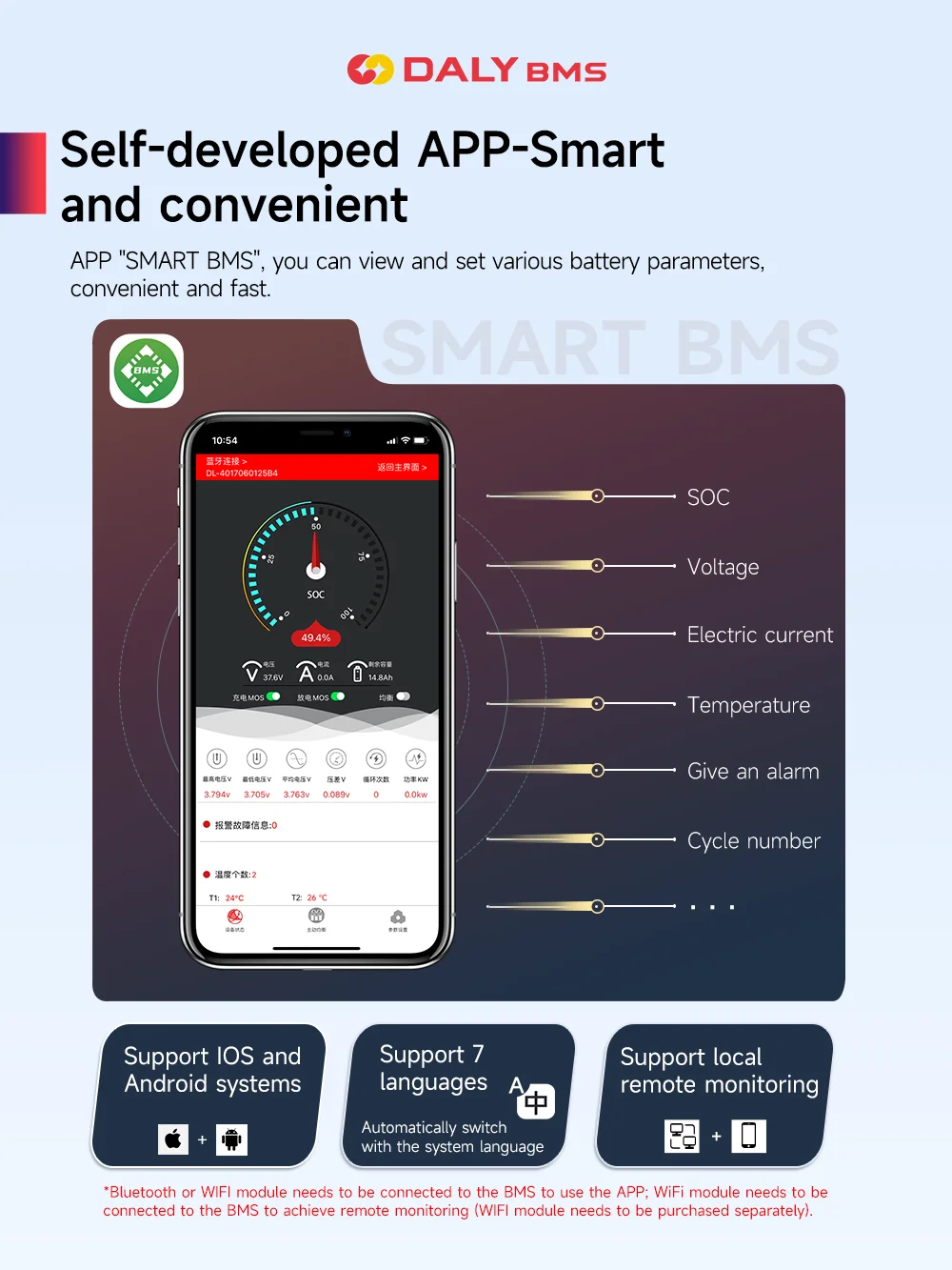 DALY 40A 60A 100A Smart BMS WITH NTC 3S to 24S  K Series