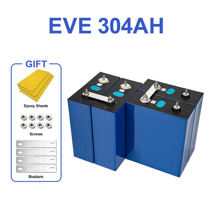 EU STOCK LiFePo4 EVE 3.2V 304Ah Cells Grade A Rechargeable Battery for DIY 12V 24V 48V 72V Pack